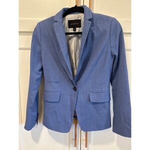 Banana Republic Womens Blue Single Button Tailored Blazer Jacket Size 0 preppy